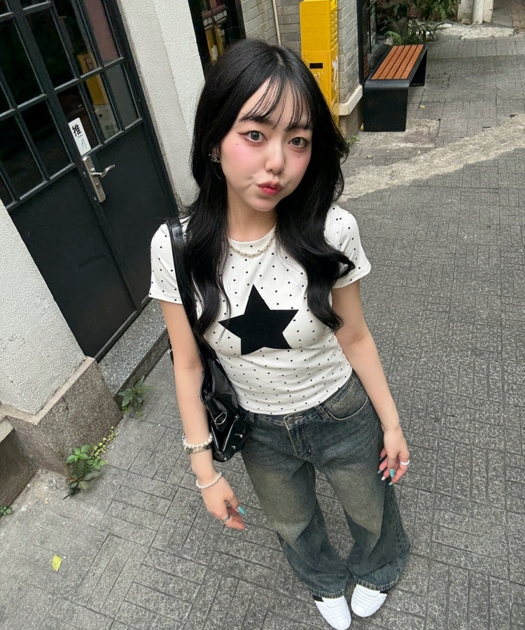 ドットスター半袖Tシャツ IVORY