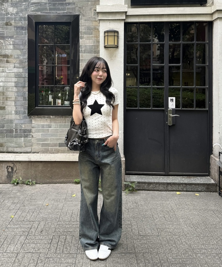 ドットスター半袖Tシャツ IVORY