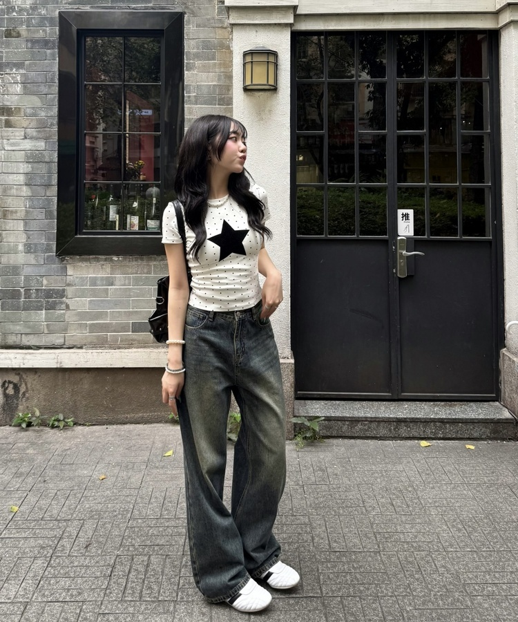 ドットスター半袖Tシャツ IVORY