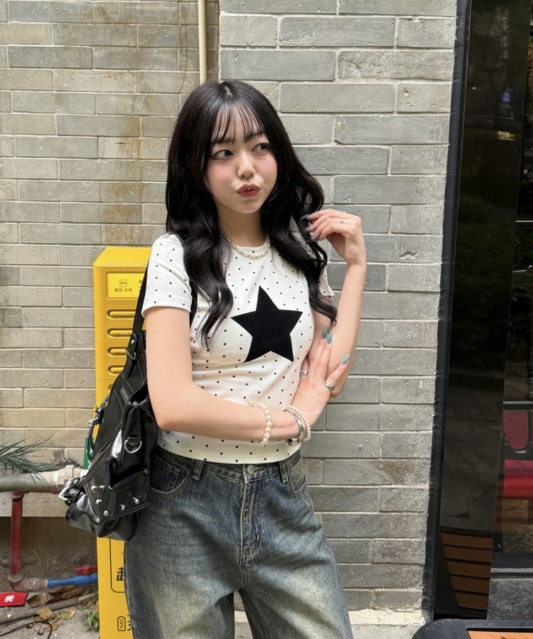 ドットスター半袖Tシャツ IVORY