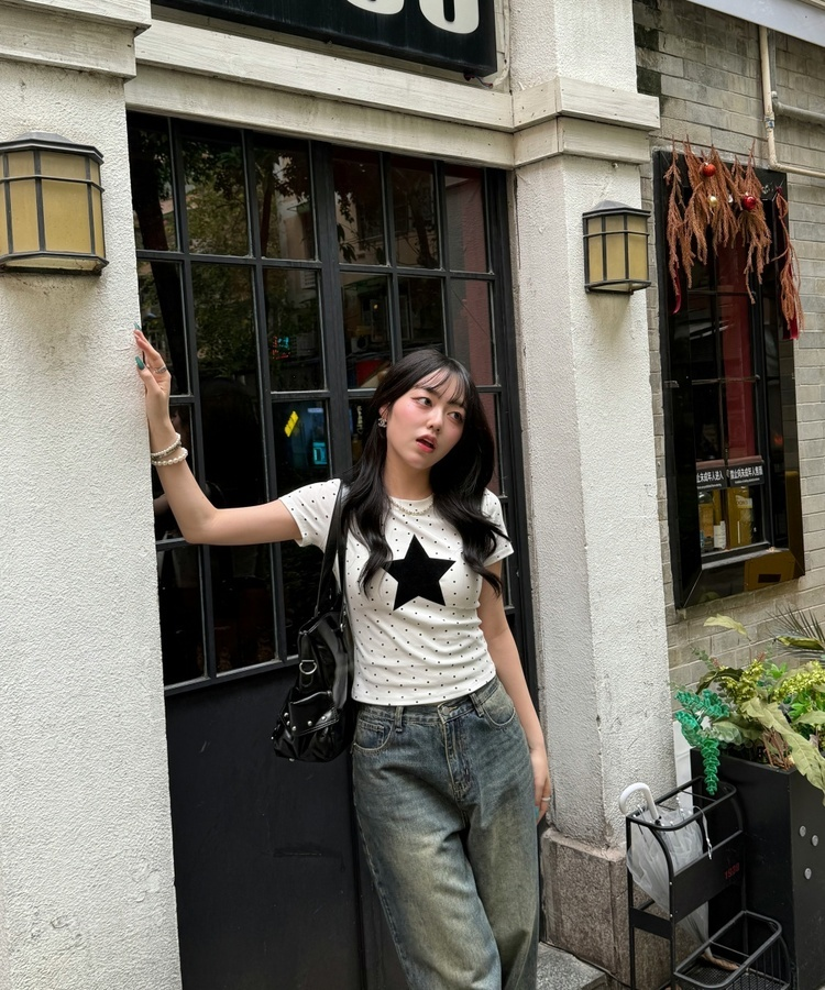 ドットスター半袖Tシャツ IVORY