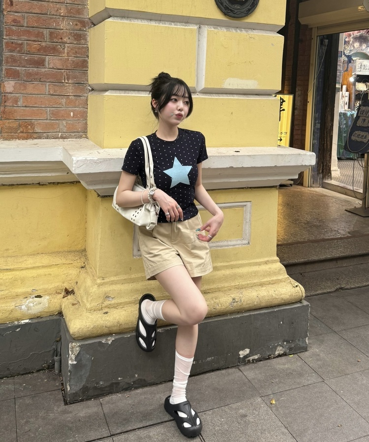 ドットスター半袖Tシャツ NAVY