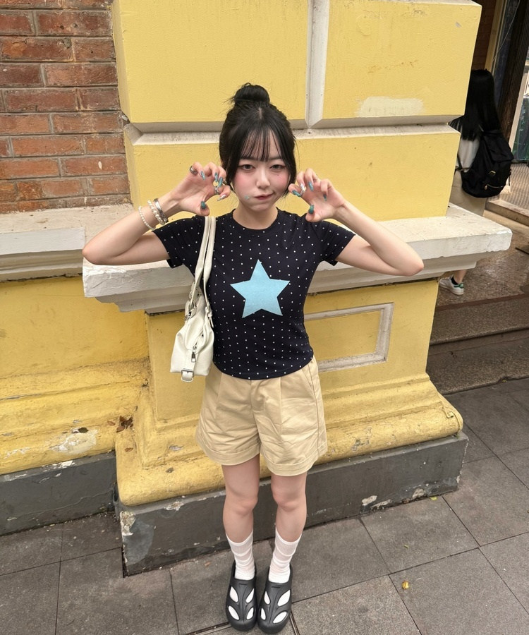 ドットスター半袖Tシャツ NAVY