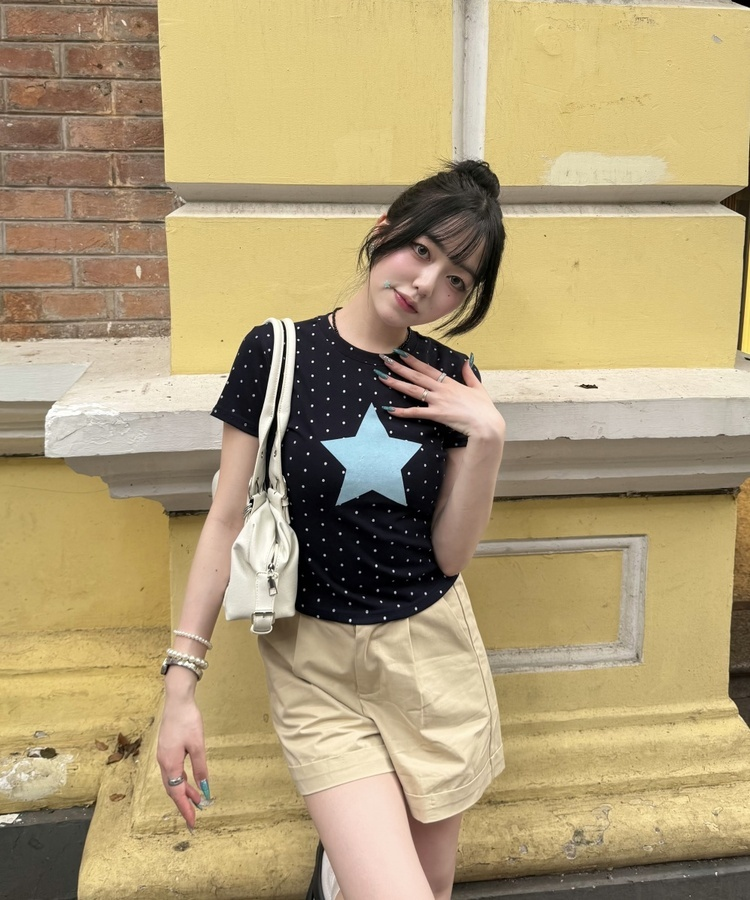 ドットスター半袖Tシャツ NAVY