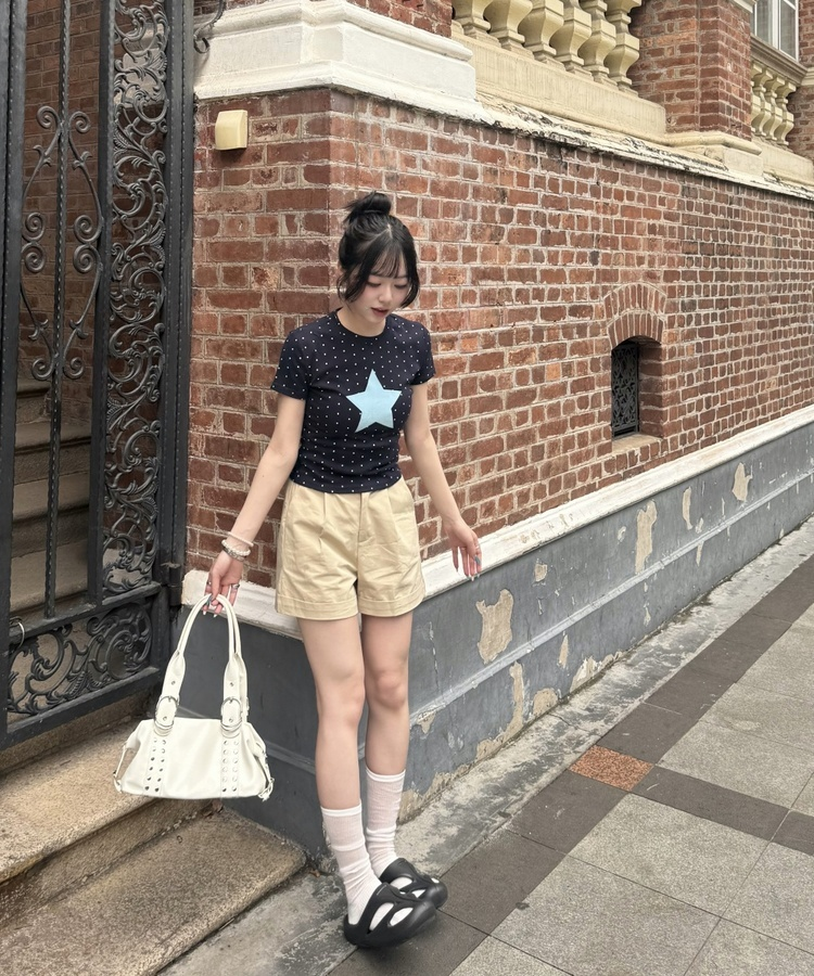 ドットスター半袖Tシャツ NAVY