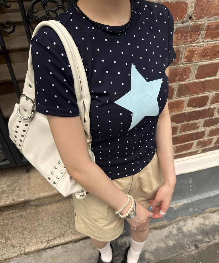 ドットスター半袖Tシャツ NAVY