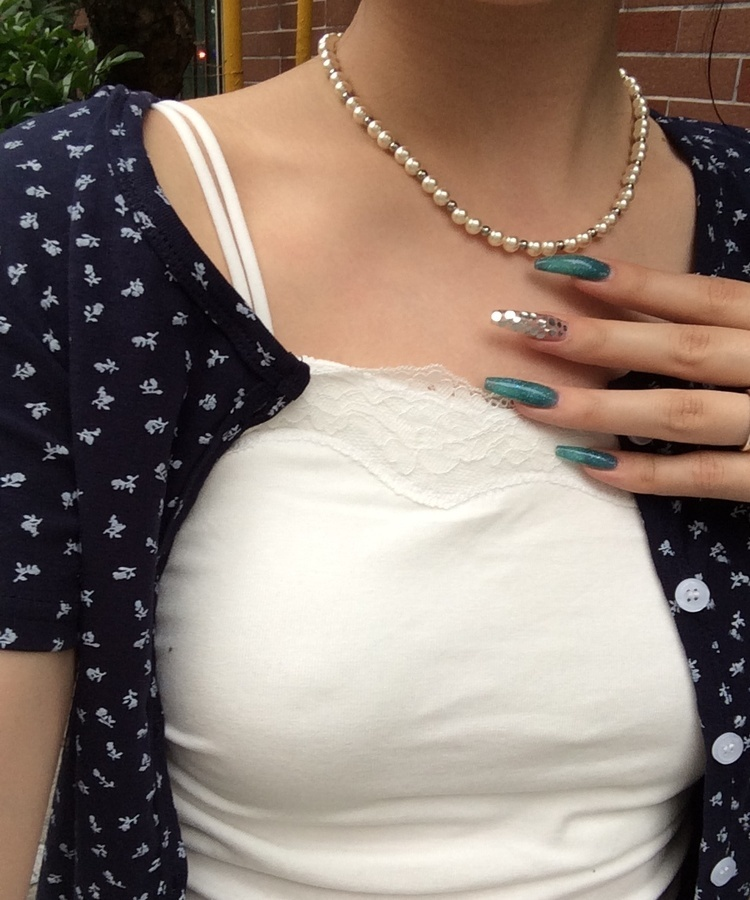 【カップ付き】レースシャーリングキャミ WHITE