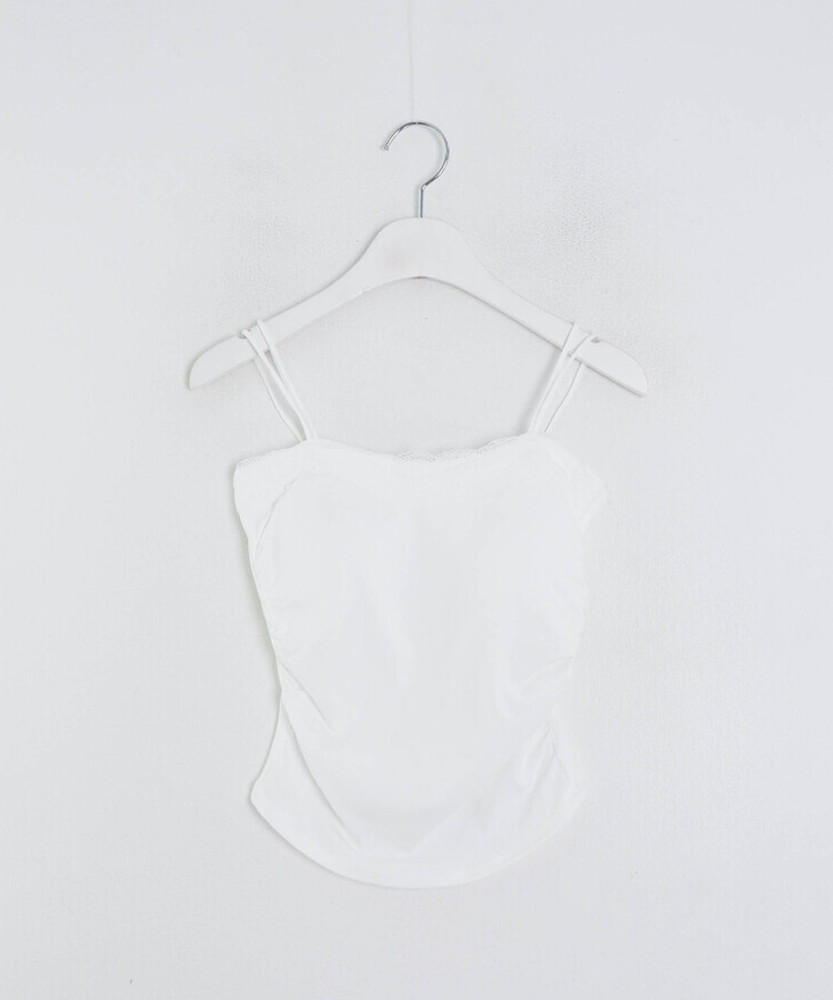 【カップ付き】レースシャーリングキャミ