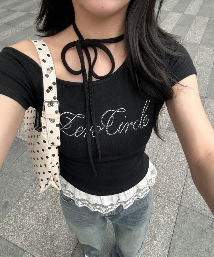 レタリングワンオフレイヤードＴシャツ BLACK