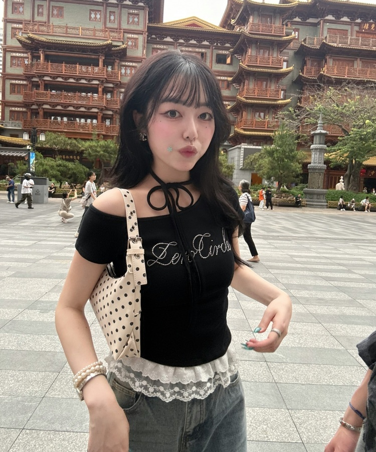 レタリングワンオフレイヤードＴシャツ BLACK