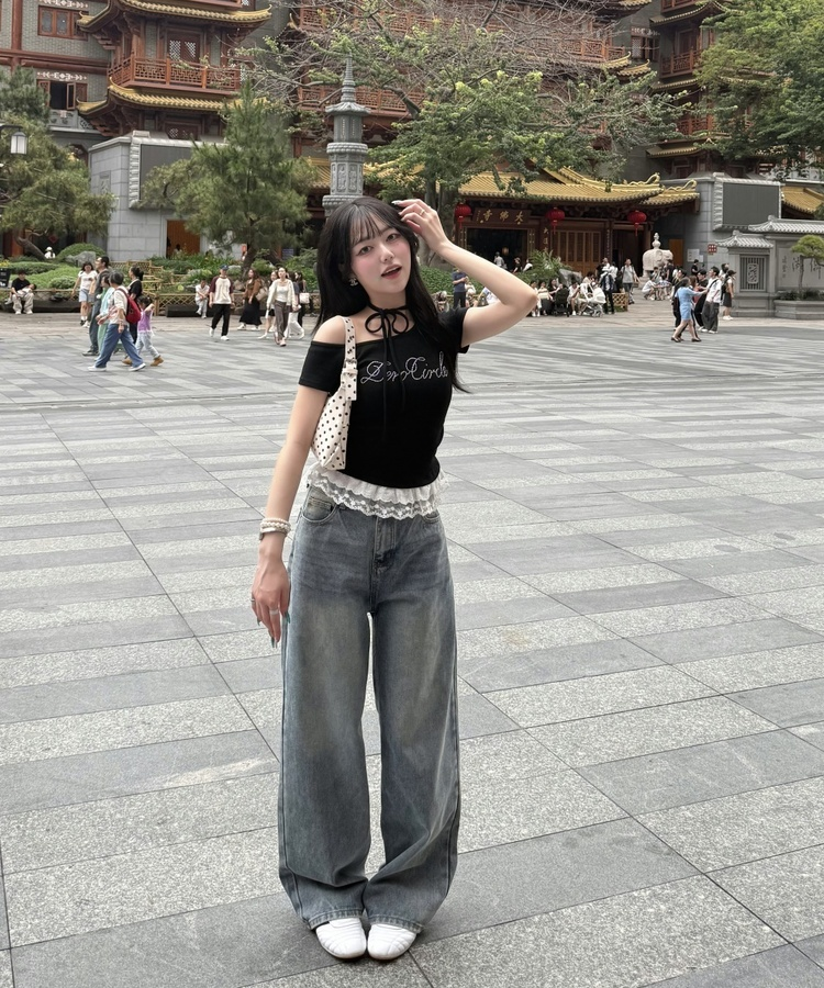 レタリングワンオフレイヤードＴシャツ BLACK