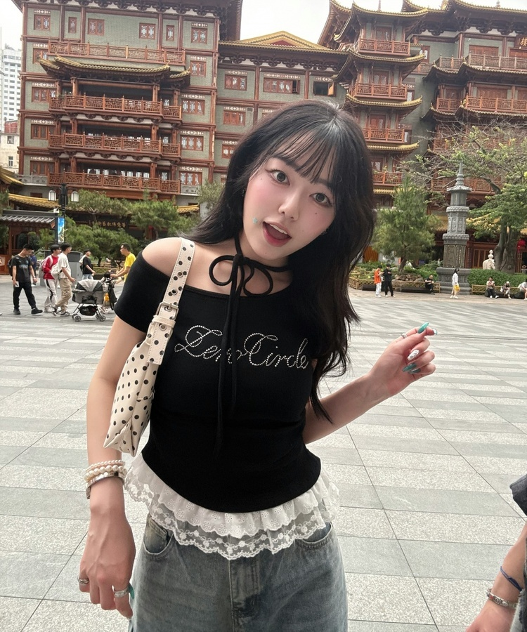 レタリングワンオフレイヤードＴシャツ BLACK