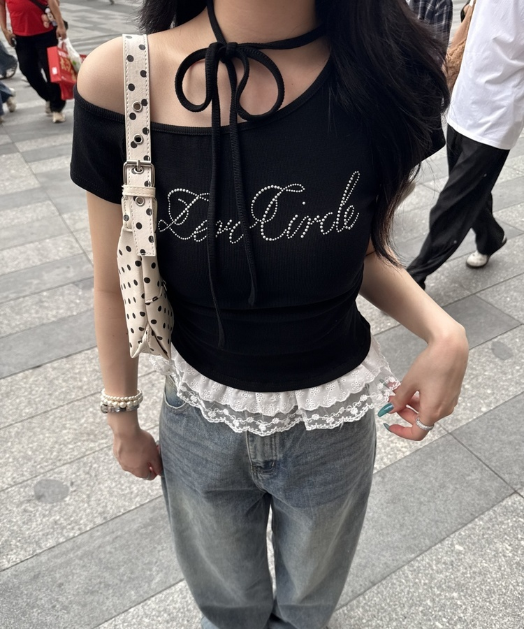 レタリングワンオフレイヤードＴシャツ BLACK