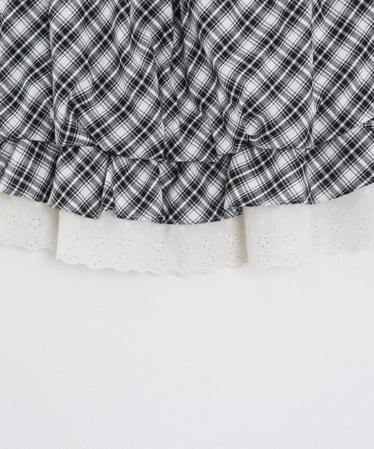 【❤️MADE】【シュシュ付き】チェックフリルブラウス