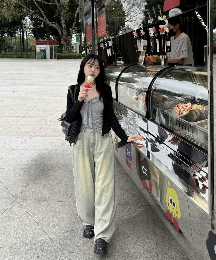 【❤️MADE】【SET】CBロゴカーディガン＋リボンドットフリルキャミ BLACK