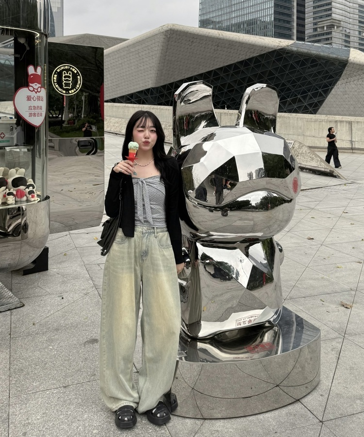 【❤️MADE】【SET】CBロゴカーディガン＋リボンドットフリルキャミ BLACK