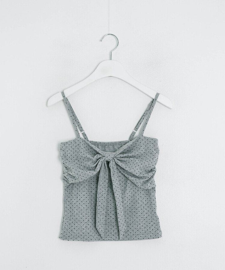 【❤️MADE】【SET】CBロゴカーディガン＋リボンドットフリルキャミ