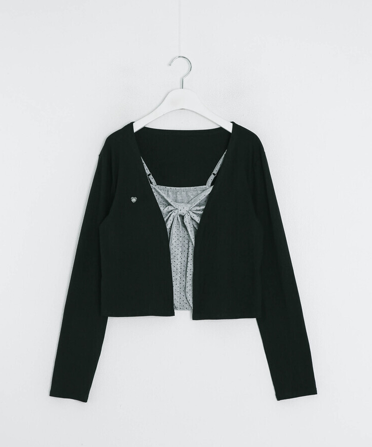 【❤️MADE】【SET】CBロゴカーディガン＋リボンドットフリルキャミ