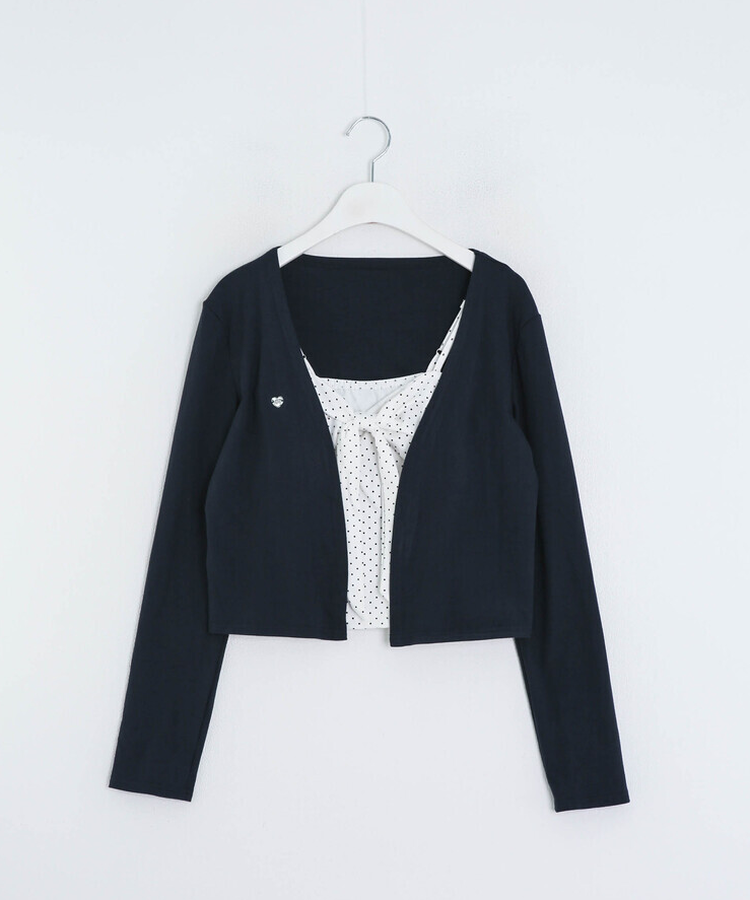 【❤️MADE】【SET】CBロゴカーディガン＋リボンドットフリルキャミ