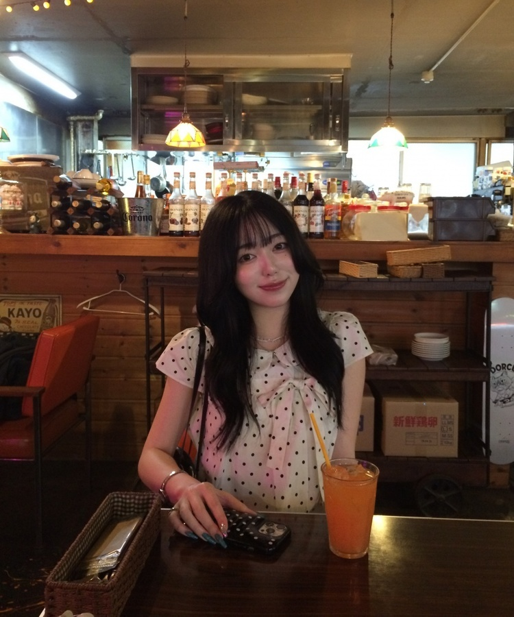 ドット柄リボン丸襟ブラウス CREAM