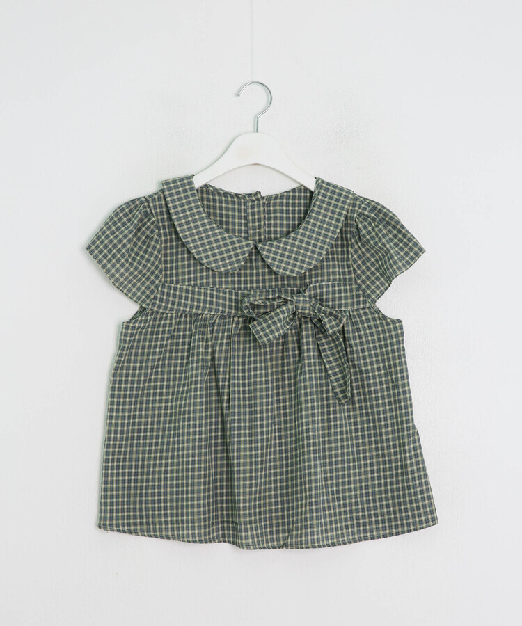 リボンポイントパフスリーブブラウス