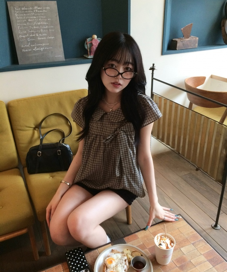 リボンポイントパフスリーブブラウス GREEN