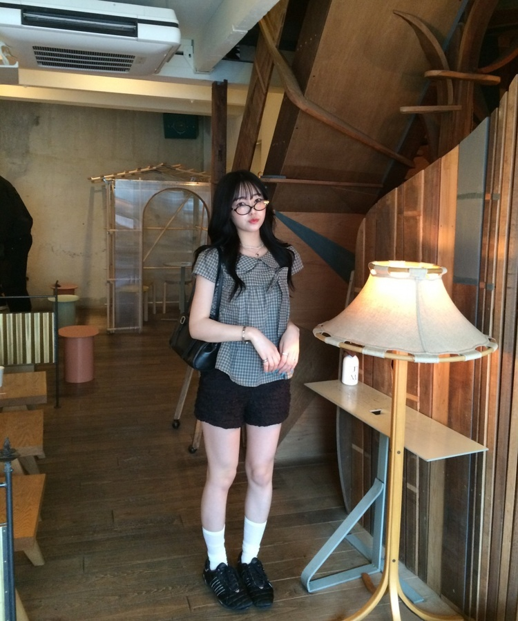 リボンポイントパフスリーブブラウス GREEN