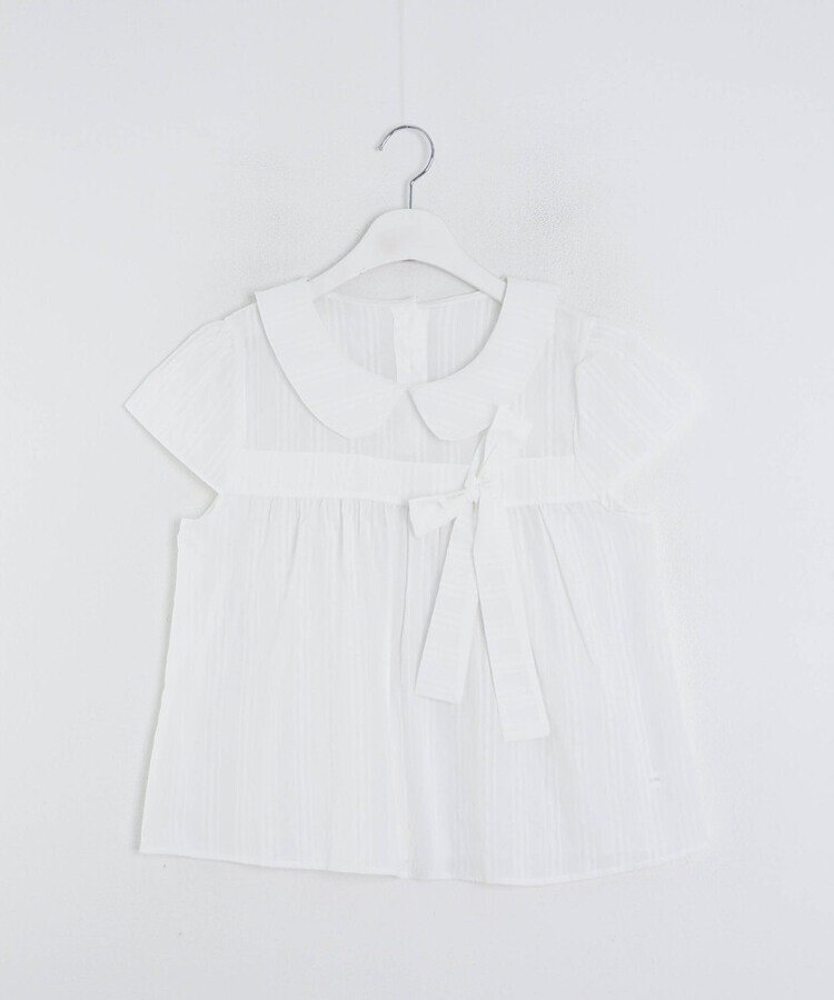 リボンポイントパフスリーブブラウス