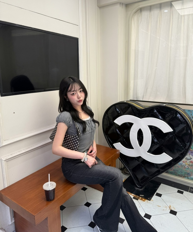 リボンシャーリング半袖Tシャツ GREY