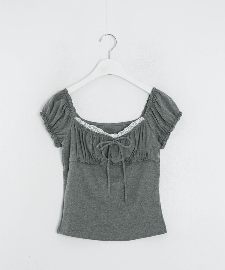 リボンシャーリング半袖Tシャツ