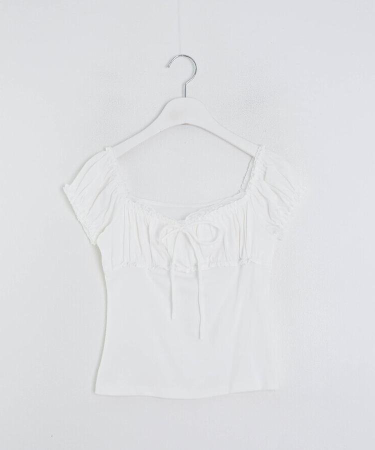 リボンシャーリング半袖Tシャツ