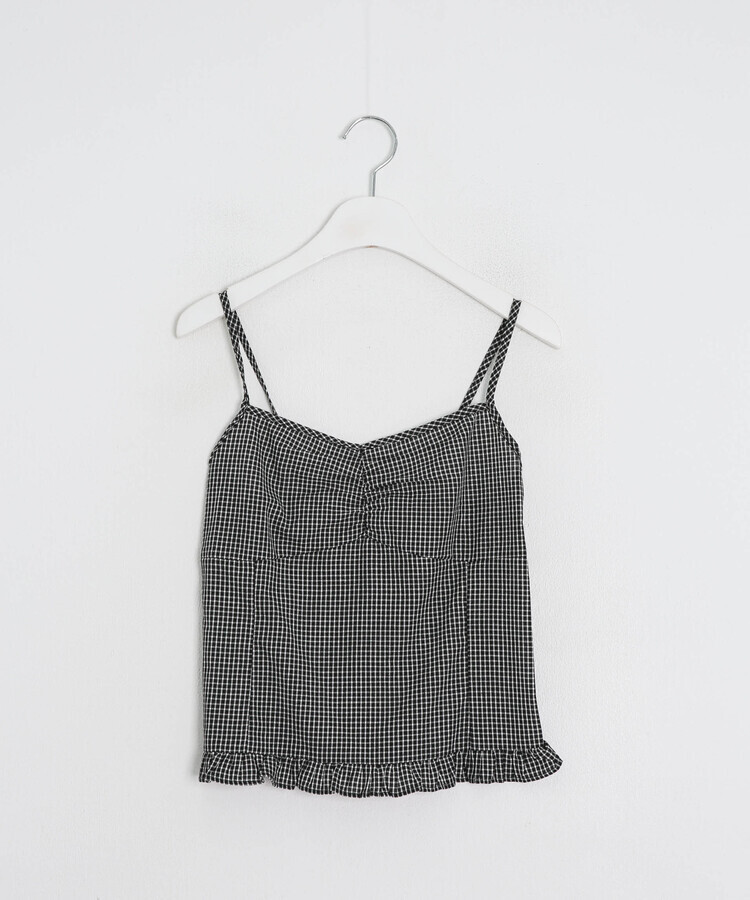 【SET】クロップカーディガン＋ギンガムキャミ