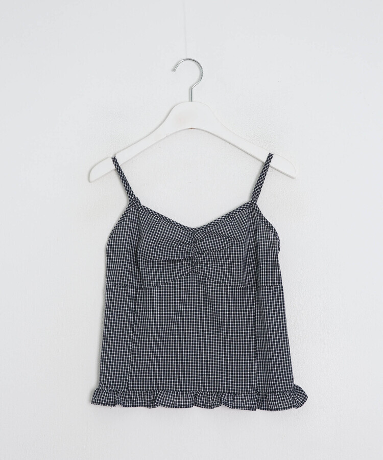 【SET】クロップカーディガン＋ギンガムキャミ