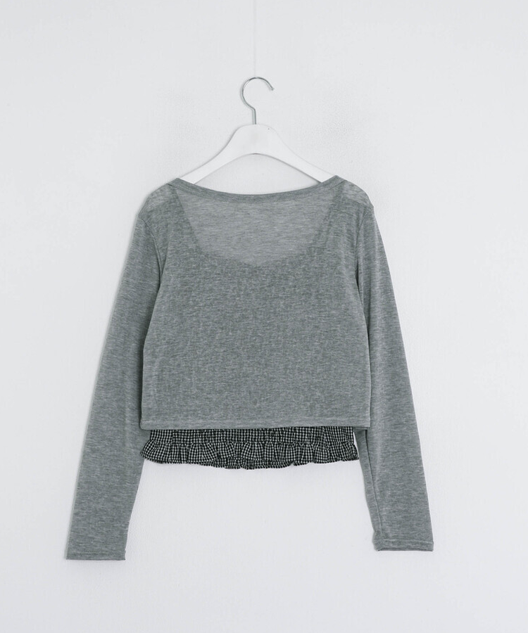 【SET】クロップカーディガン＋ギンガムキャミ