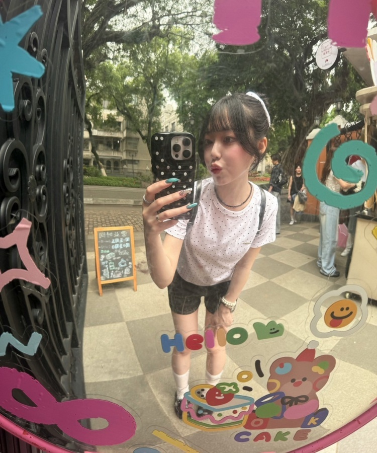 【❤️MADE】【シュシュ付き】クロップ丈ドッドTシャツ WHITE