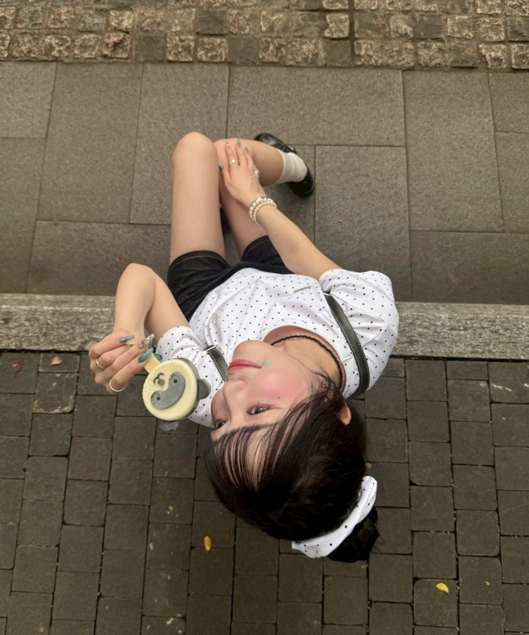 【❤️MADE】【シュシュ付き】クロップ丈ドッドTシャツ WHITE