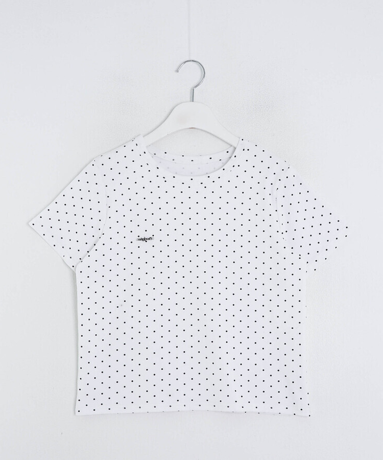 【❤️MADE】【シュシュ付き】クロップ丈ドッドTシャツ