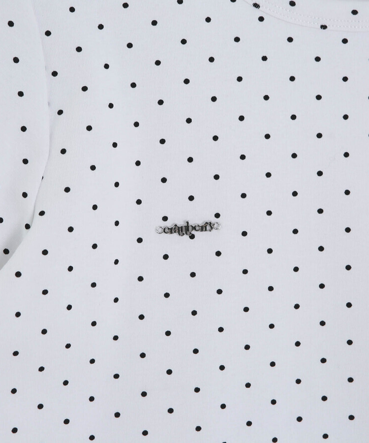 【❤️MADE】【シュシュ付き】クロップ丈ドッドTシャツ