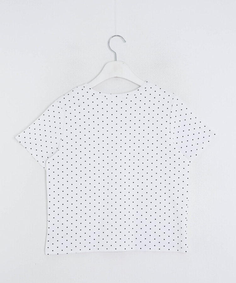 【❤️MADE】【シュシュ付き】クロップ丈ドッドTシャツ