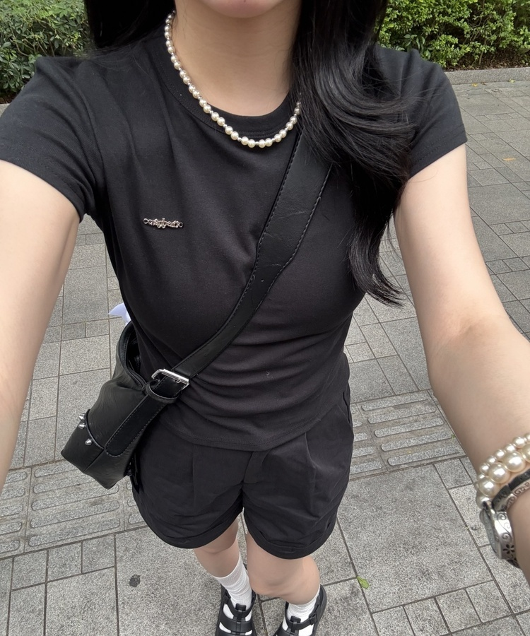 【❤️MADE】ペンダント半袖Tシャツ BLACK