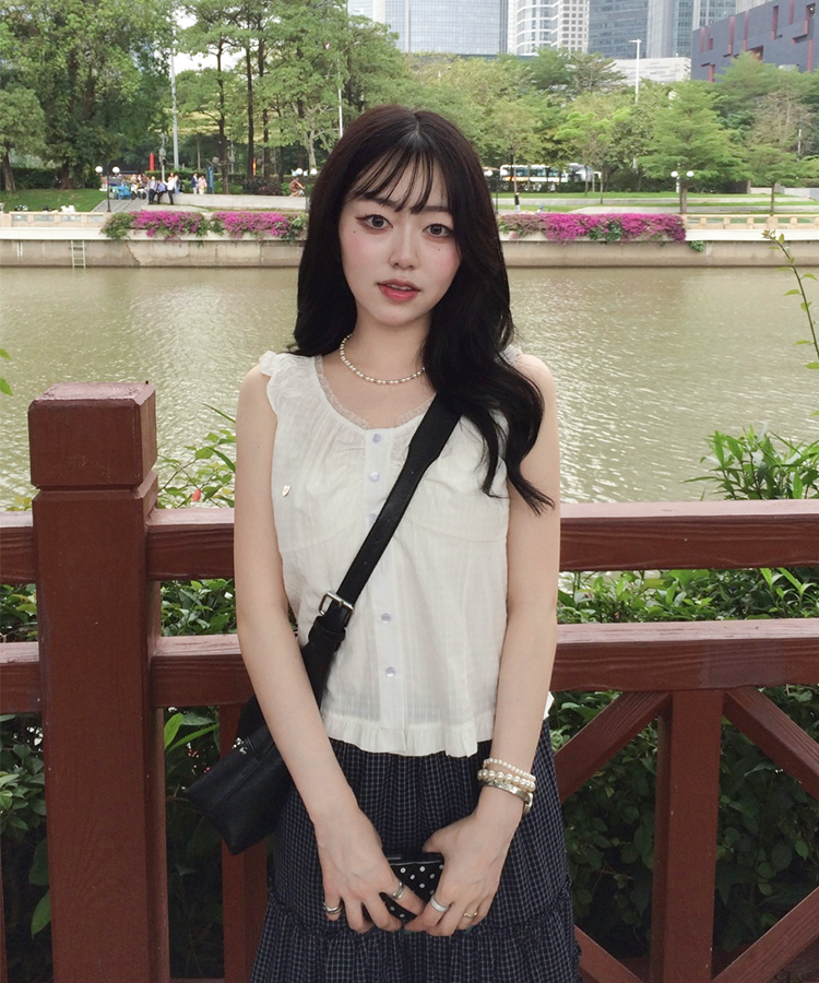 【❤️MADE】フリルブローチブラウス WHITE