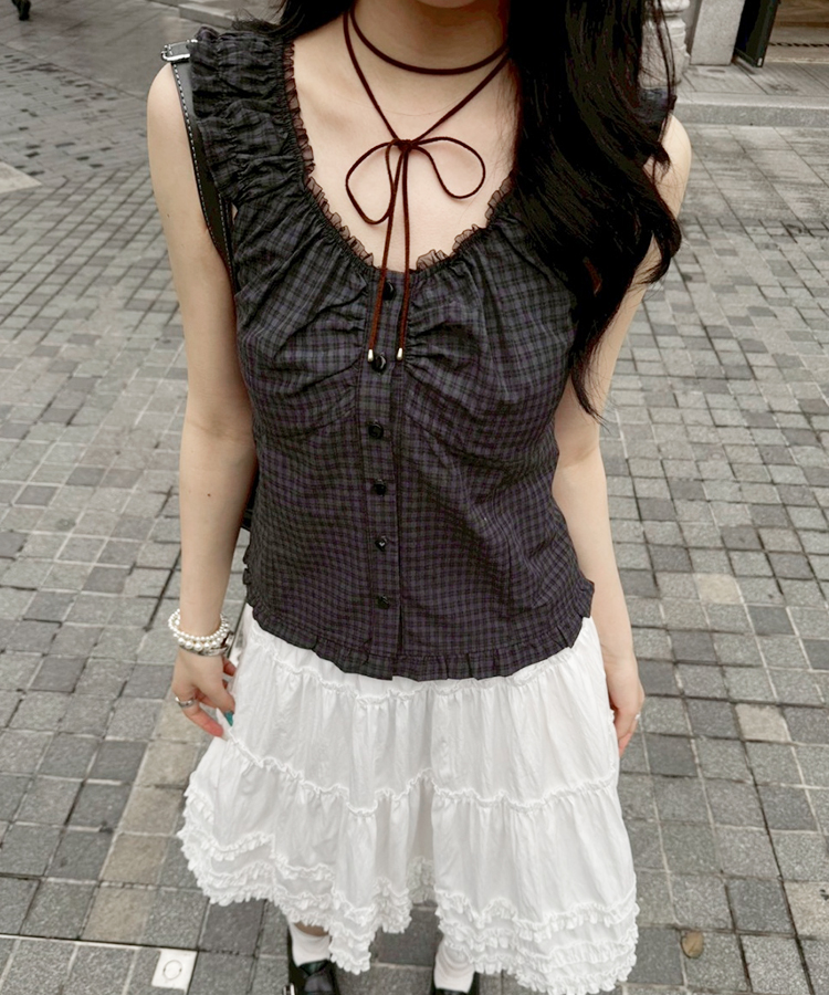 【❤️MADE】フリルブローチブラウス BLACK