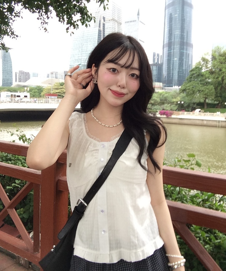 【❤️MADE】フリルブローチブラウス WHITE