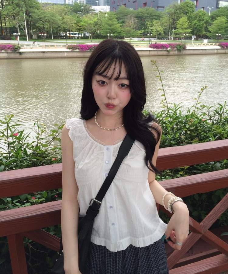 【❤️MADE】フリルブローチブラウス WHITE