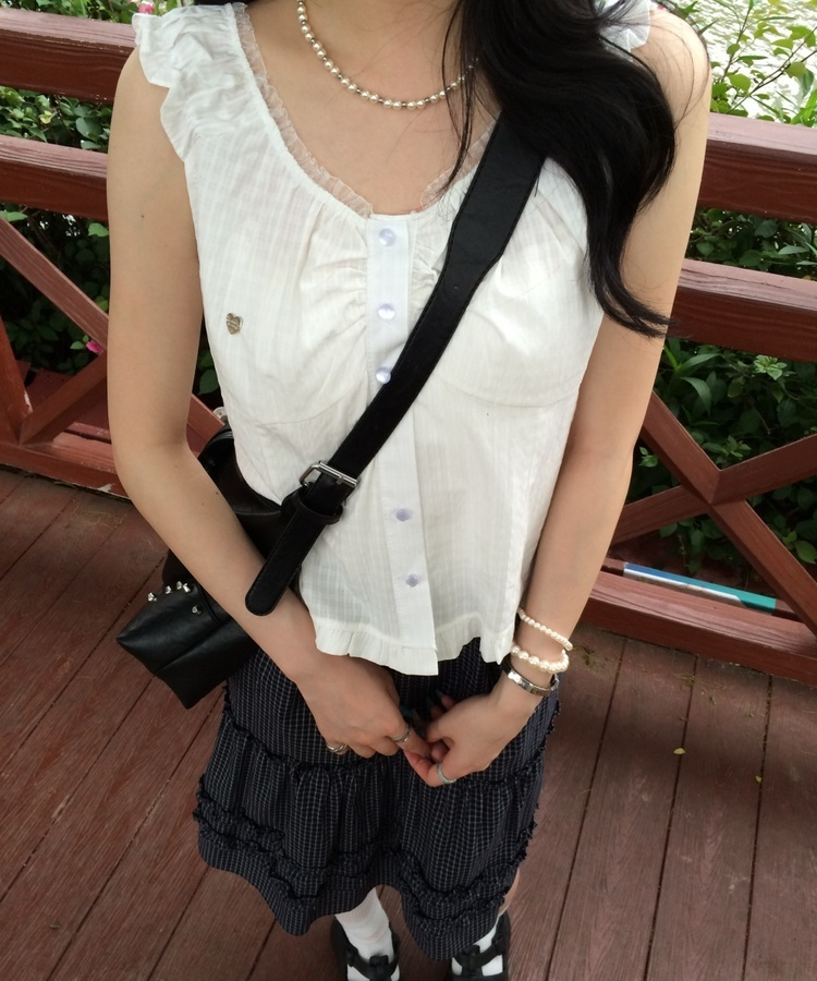 【❤️MADE】フリルブローチブラウス WHITE