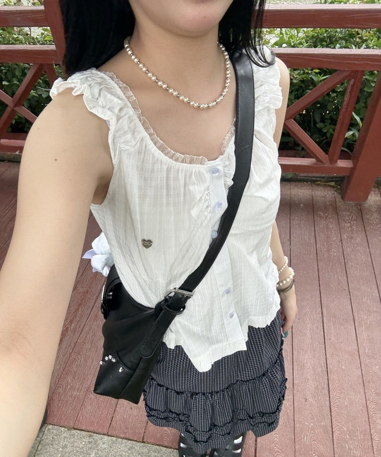 【❤️MADE】フリルブローチブラウス WHITE