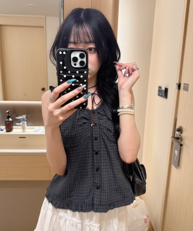 【❤️MADE】フリルブローチブラウス BLACK