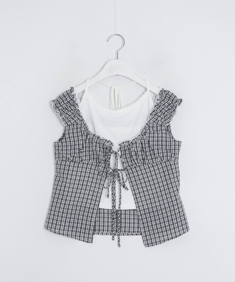 【❤️MADE】【SET】レースキャミソール+フリルブラウス