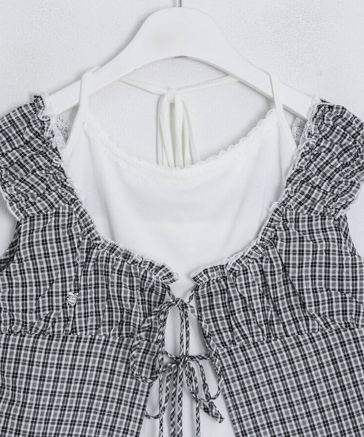 【❤️MADE】【SET】レースキャミソール+フリルブラウス