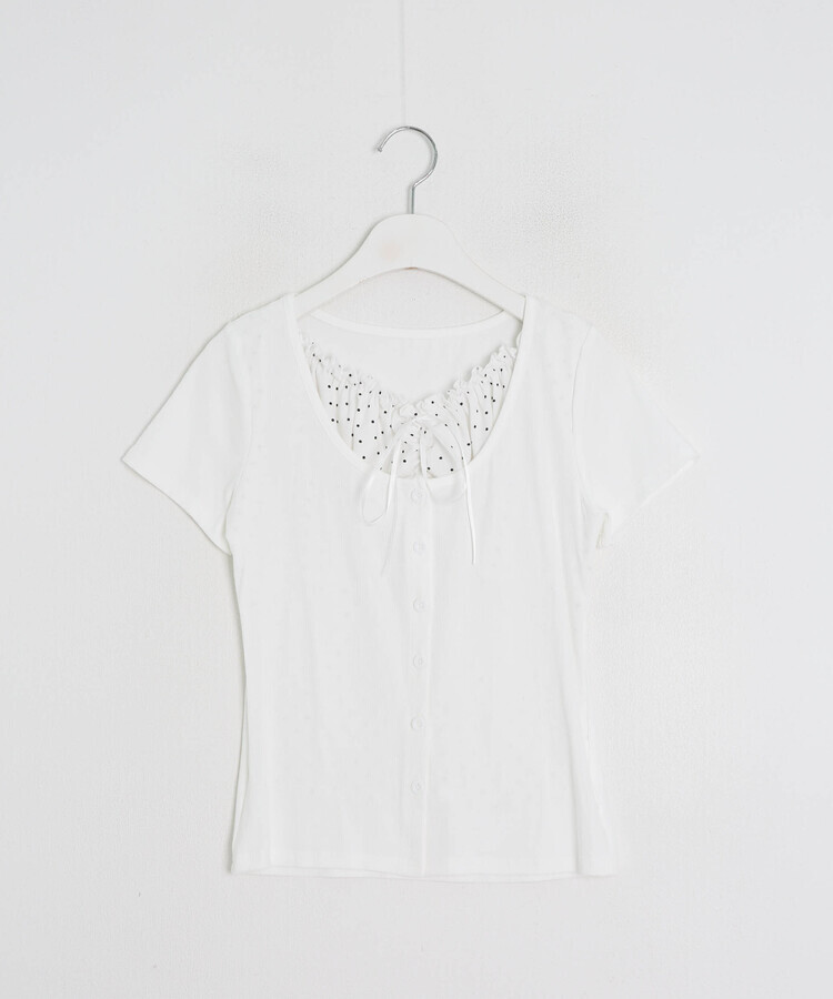 レイヤード風リボンカーデトップス